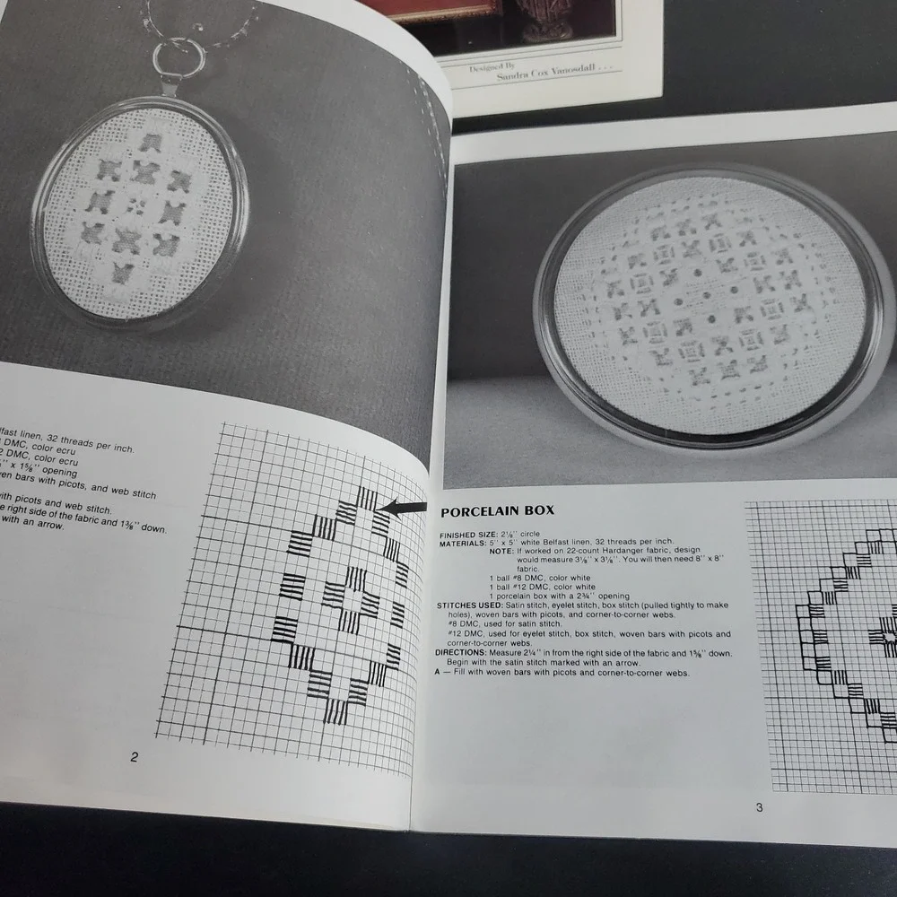 Lot Of 5 Mixed Hardanger Embroidery  patterns Design Instruction Sweetheart Tree